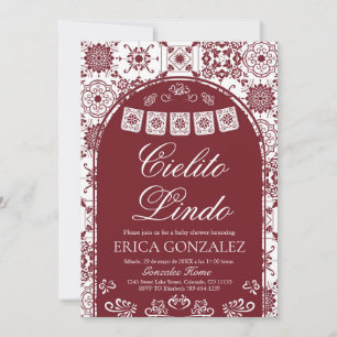 Cielito Lindo Papel Picado Baby Shower Burgundy Invitation