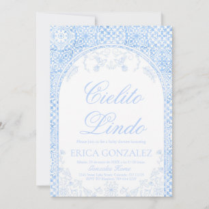 Cielito Lindo Papel Picado Baby Shower Dusty Blue Invitation