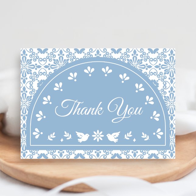 Cielito Lindo Papel Picado Baby Shower Thank You Card (Blue Cielito Lindo Papel Picado Baby Shower Thank you Card
)