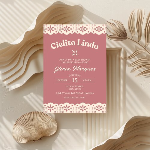 Cielito Lindo Papel Picado Pink Girl Baby Shower Invitation