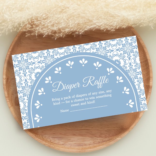 Cielito Lindo Papel Picado Shower Diaper Raffle Enclosure Card (Blue Cielito Lindo Papel Picado Baby Shower Diaper Raffle)