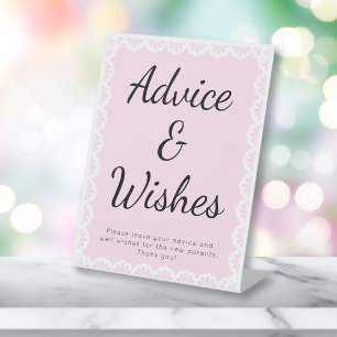 Cielito Lindo Pink Advice & Wishes Baby Shower Pedestal Sign