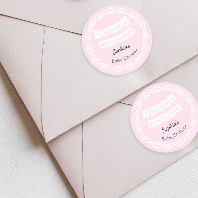 Cielito Lindo Pink Baby Shower Thank You Sticker (Creator Uploaded)