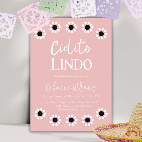 Cielito Lindo Pink Barro Senorita Girl Baby Shower Invitation