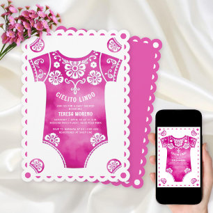 Cielito Lindo pink bodysuit girl baby shower Invitation