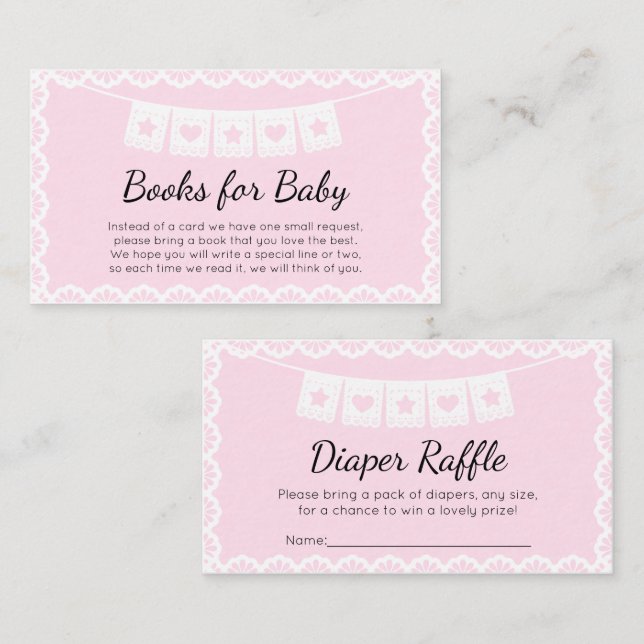 Cielito Lindo Pink Books for Baby Diaper Raffle Enclosure Card (Front/Back)