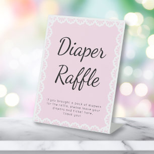 Cielito Lindo Pink Diaper Raffle Baby Shower Pedestal Sign