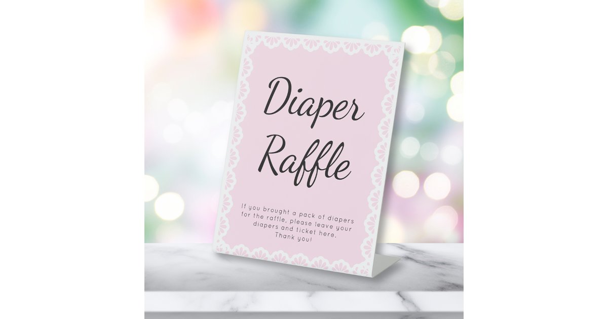 Cielito Lindo Pink Diaper Raffle Baby Shower Pedestal Sign | Zazzle