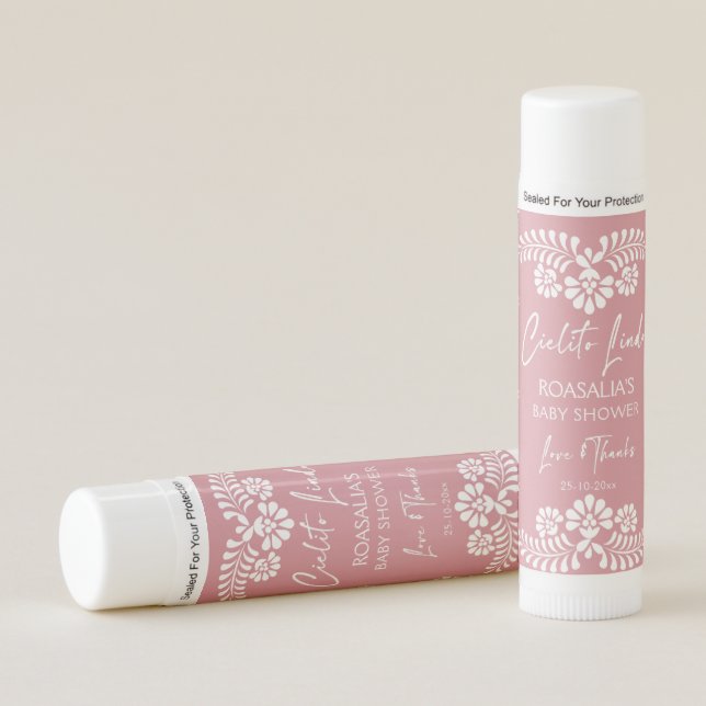 Cielito lindo pink Mexican baby shower favors Lip Balm (Front)