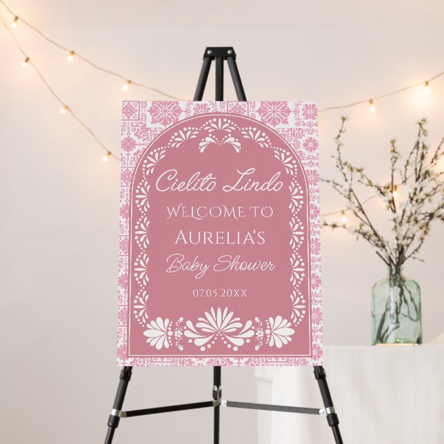 Cielito lindo Pink Mexican Baby shower Welcome Foam Board (In Situ (Stand))