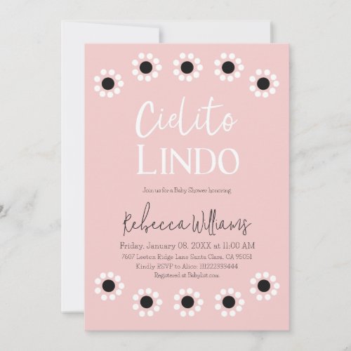 Cielito Lindo Pink Mexican Girl Baby Shower Party Invitation