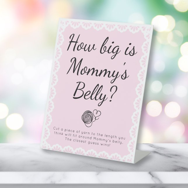 Cielito Lindo Pink Mommy's Belly Baby Shower Pedestal Sign (Creator Uploaded)