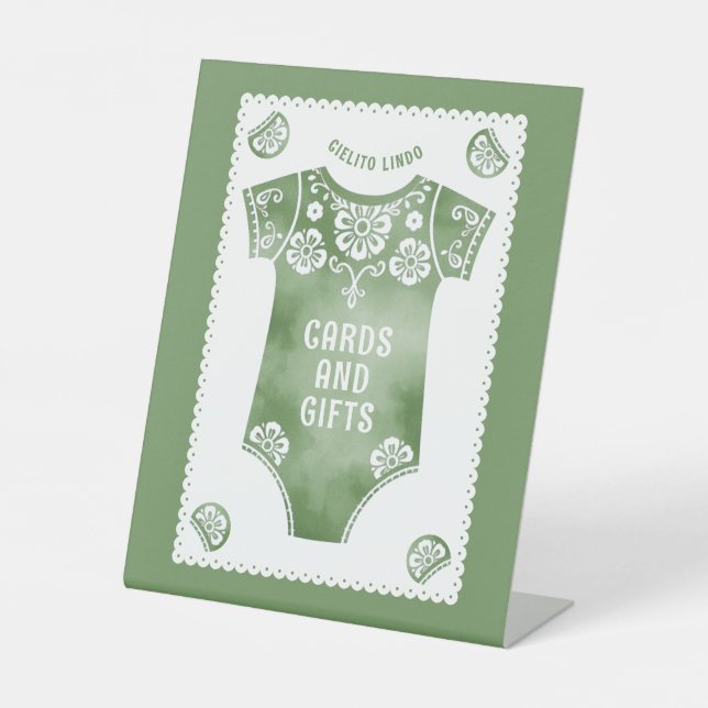 Cielito Lindo sage baby shower Cards and gifts Pedestal Sign (Front)