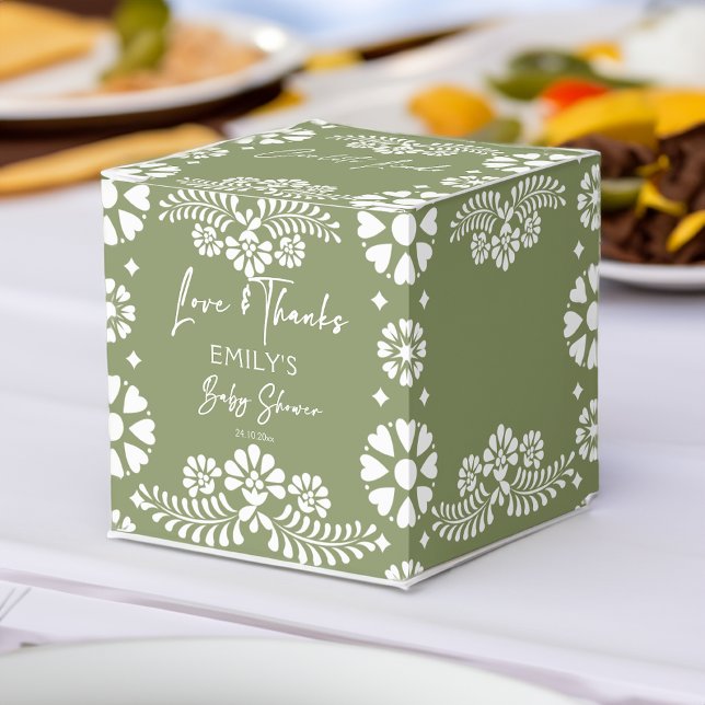 Cielito lindo sage green baby shower favors favor boxes (Cielito lindo sage green Mexican Fiesta baby shower favors personalized favor boxes)