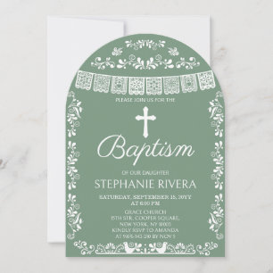 Cielito Lindo Sage Green Baptism Arch Invitation