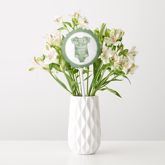 Cielito Lindo sage green bodysuit baby shower Balloon (Vase)