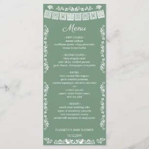 Cielito Lindo Sage Green Papel Picado Baby Shower Menu
