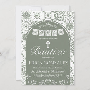 Cielito Lindo Sage Green Talavera  Invitation