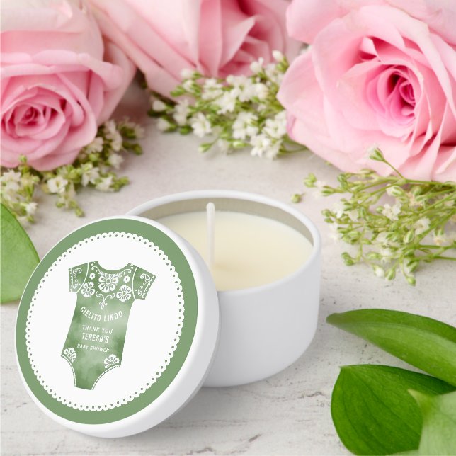 Cielito Lindo sage green Thank You baby shower Mini Candle Favors (Insitu (Wedding))