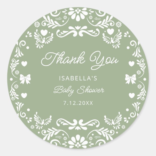 Cielito Lindo Talavera Mexican Baby Show Thank You Classic Round Sticker (Front)