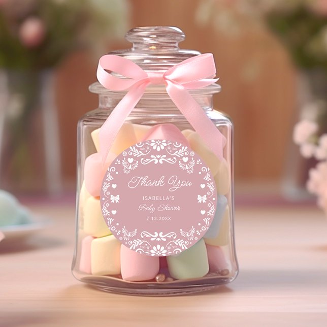 Cielito Lindo Talavera Mexican Baby Show Thank You Classic Round Sticker (Creator Uploaded)