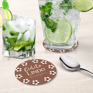 Cielito Lindo Talavera Mexican Fiesta Baby Shower Round Paper Coaster