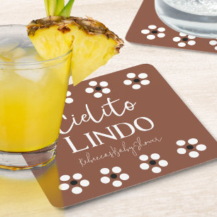Cielito Lindo Talavera Mexican Fiesta Baby Shower Square Paper Coaster