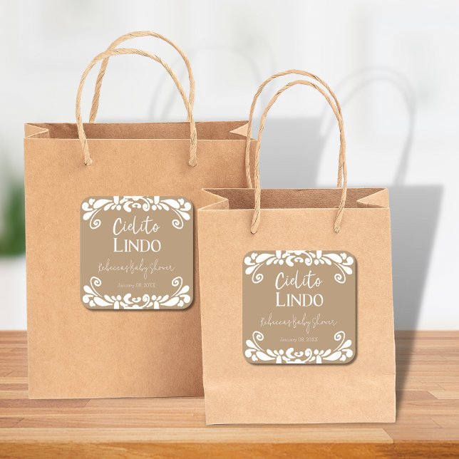 Cielito Lindo Talavera Mexican Fiesta Baby Shower Square Sticker (Creator Uploaded)