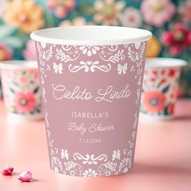 Cielito Lindo Talavera Mexican Girl Baby Shower Paper Cups (Creator Uploaded)