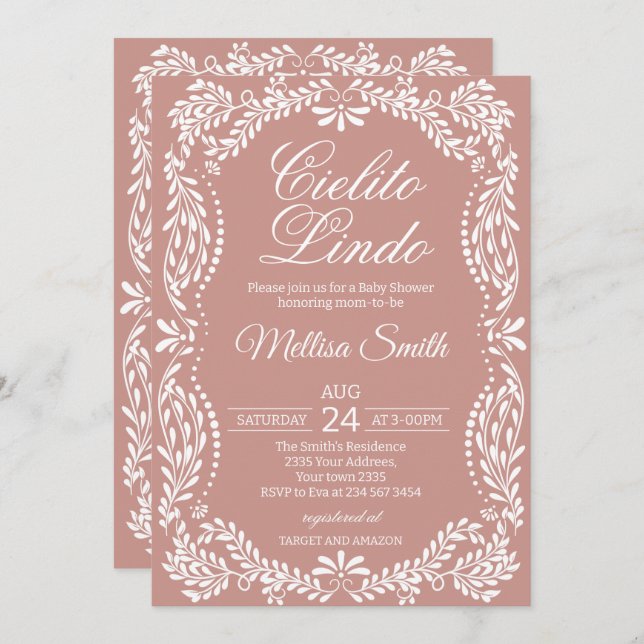 Cielito Lindo Talavera Mexican Pink Baby Shower Invitation (Front/Back)