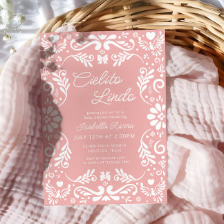 Cielito Lindo Talavera Mexican Pink Baby Shower Invitation