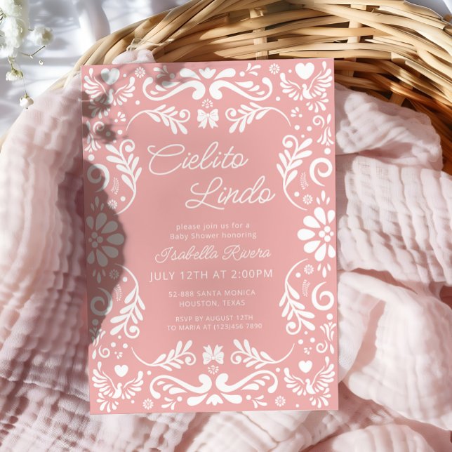 Cielito Lindo Talavera Mexican Pink Baby Shower Invitation (Creator Uploaded)