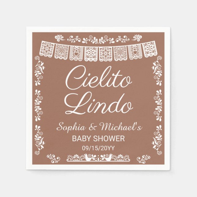 Cielito Lindo terracotta Baby Shower Napkins (Front)