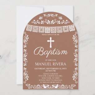 Cielito Lindo Terracotta Boy Baptism  Invitation