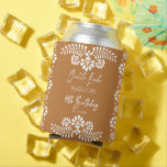 Cielito lindo terracotta Mexican 60th birthday Can Cooler<br><div class="desc">Cielito lindo terracotta Mexican 60th birthday party favors personalized can coolers,  white and brown birthday party monogrammed can coolers,  talavera birthday party practical favors personalized table decor,  Mexican 60th birthday personalized coolers,  papel picado party can coolers fiesta Mexicana birthday printed can coolers</div>