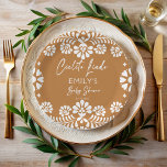 Cielito lindo terracotta Mexican baby shower Paper Plates<br><div class="desc">Cielito lindo terracotta Mexican baby shower monogrammed customized paper plates template,   white and brown gender neutral baby shower personalized paper plates,  talavera baby shower monogrammed paper plates,  Mexican baby shower personalized table decor gender neutral baby shower paper plates papel picado plates fiesta bebe Mexican fiesta tableware personalized table decor</div>