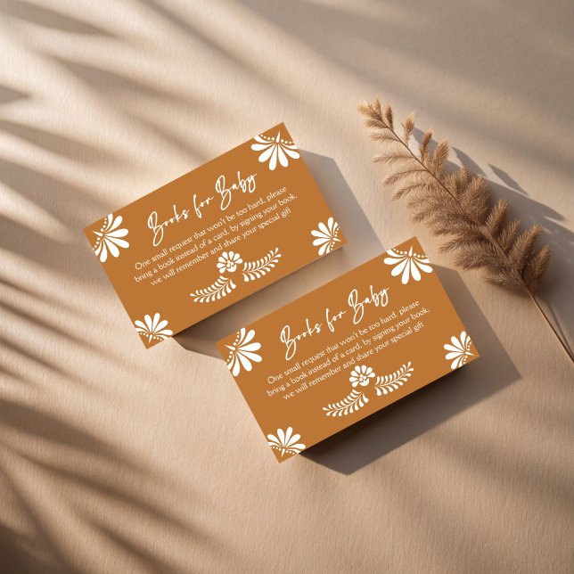 Cielito lindo terracotta Mexican book request Enclosure Card (Cielito lindo terracotta Mexican  fiesta baby shower book request Enclosure Card books for baby card)