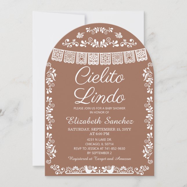 Cielito Lindo Terracotta Papel Picado Baby Shower Invitation (Front)