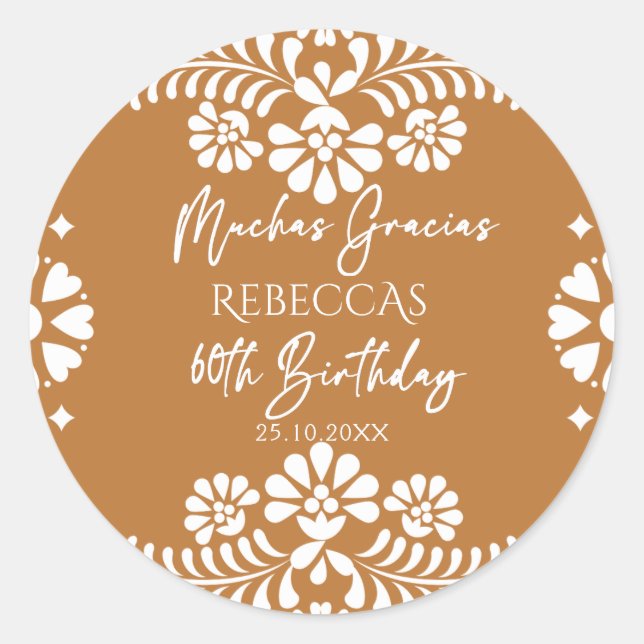 Cielito lindo terracotta talavera 60th birthday classic round sticker (Front)