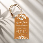 Cielito lindo terracotta talavera 60th birthday gift tags<br><div class="desc">Cielito lindo terracotta Mexican 60th birthday party favor gift tags,  white and brown birthday party personalized favor tags,  talavera birthday party thank you favor tags,   Mexican 60th birthday custom favor tags papel picado favor tags fiesta Mexicana birthday favor gift tags</div>
