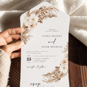 CIERA Bohehmian Fall Pampas Grass Wedding All In One Invitation