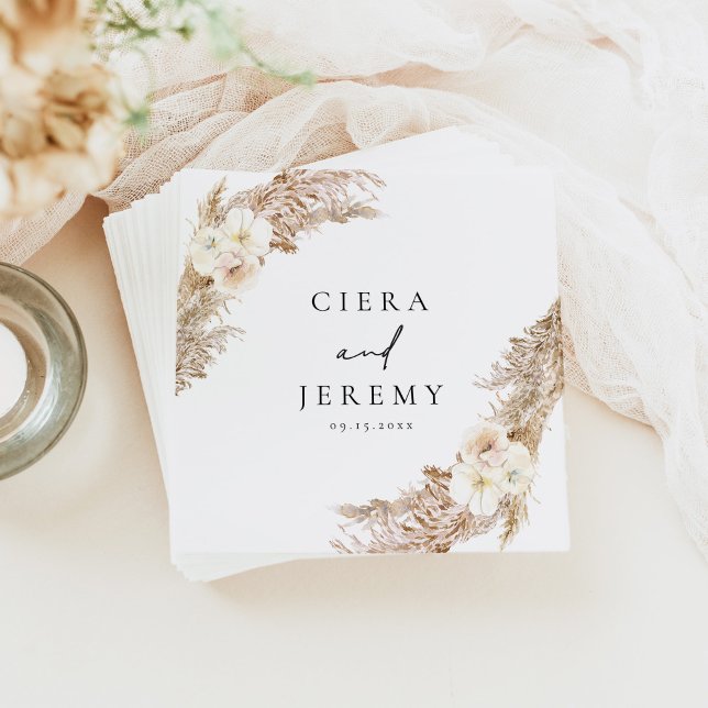 CIERA Bohemian Dry Floral Pampas Wedding Napkins (Creator Uploaded)