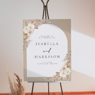 CIERA Bohemian Dry Pampas Arch Wedding Welcome Foam Board