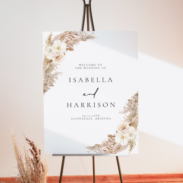CIERA Bohemian Dry Pampas Grass Wedding Welcome Foam Board (Creator Uploaded)
