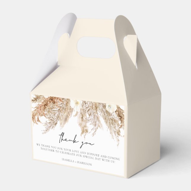 CIERA Bohemian Pampas Grass Earth Tone Favor Box (Front Side)