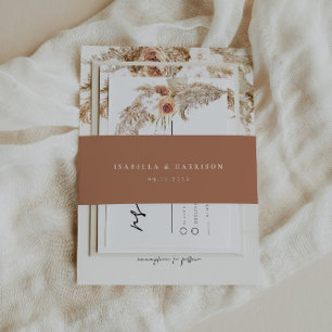 CIERA Bohemian Terracotta Minimalist Wedding Invitation Belly Band