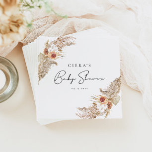 CIERA Bohemian Terracotta Pampas Baby Shower Napkins