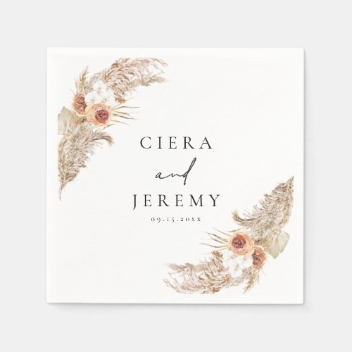 CIERA Bohemian Terracotta Pampas Wedding Napkins