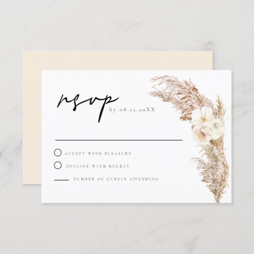 CIERA Boho Dry Pampas Grass RSVP Card