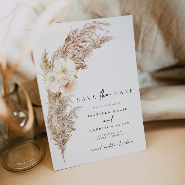 CIERA Boho Dry Pampas Grass Save the Date Invitation (Creator Uploaded)